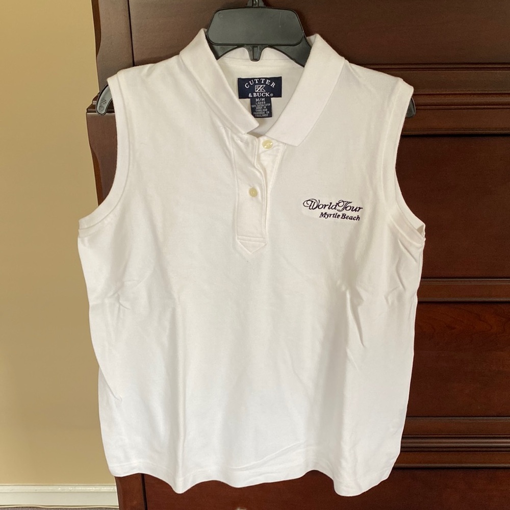 Cutter & Buck white sleeveless golf shirt